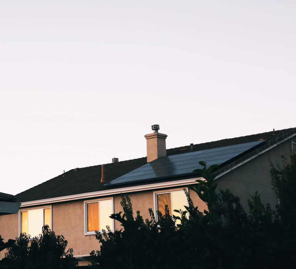 domestic solar panels on roof